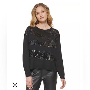DKNY Women's Crew-Neck Sequin-Embellished Zigzag Sweater